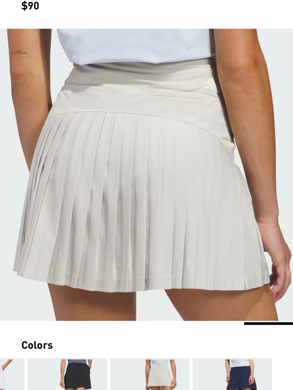 Adidas Pleated Cream Mini Skirt